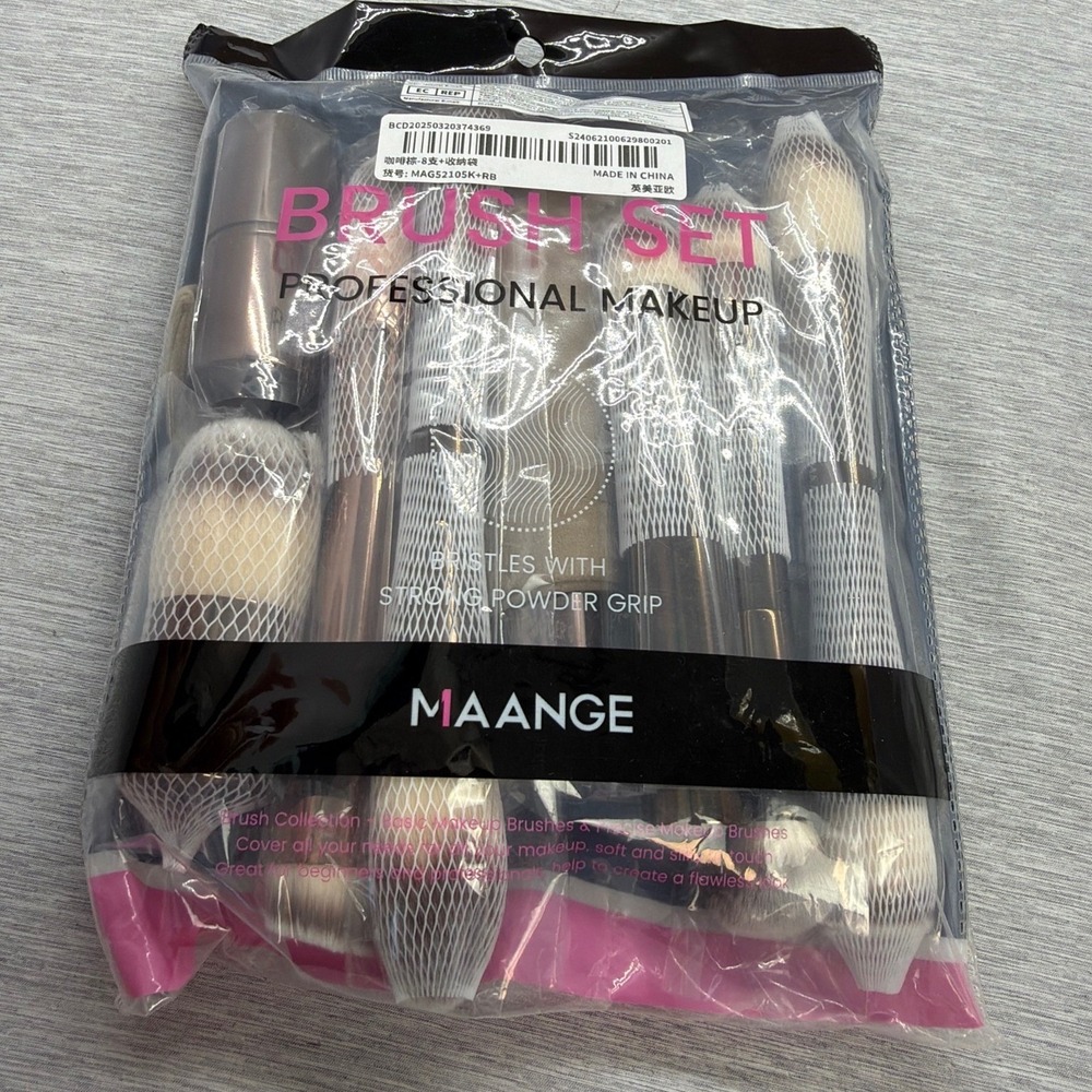 Maange‎ 8 Piece Professional Makeup Brush Set with Storage Bag Rose Gold Bronze